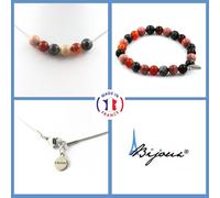 Set Gioielli Bracciale Collana Perle Rodonite + Labradorite + Agata Taglia Pe