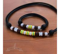 Set Gioielli Bracciale Surfista Cinturino IN Pelle Collana da Di