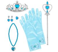 Set Gioielli da principessa: coroncina, colllana, orecchini, anello, guanti e sc