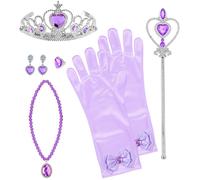 Set Gioielli da principessa: coroncina, colllana, orecchini, anello, guanti e sc