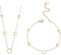 Set Gioielli Donna Set Collana e Bracciale Design Semplice Titanio Acciaio Ragazze Parure Gioielli Dainty Set 2 Pezzi Gioielli San Valentino Regalo per la Festa Della Mamma (Oro)