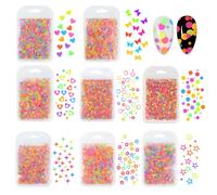 Set Glitter Per Unghie Da 8 Pezzi, Adesivi Per Unghie Fluorescenti, Amanti Dell'Artigianato, Forma A Farfalla D'Amore, Oggetti Di Scena Per Salone Di Bellezza.