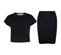 Set Gonna A Matita Slim Fit E Top Corto Semplice Per Ragazze