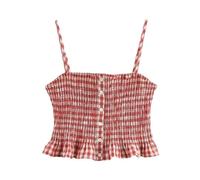 Set gonna lunga scozzese per le donne 2 pezzi increspato crop top a vita alta midi abiti, Parte superiore., S