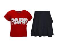 Set Gonna Skater Con Top Corto E Gonna Volant Per Ragazze