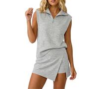 Set gonnellino da donna in 2 pezzi senza maniche con mezza zip for golf tennis