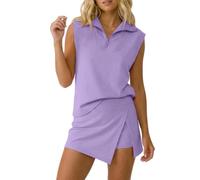 Set gonnellino da donna in 2 pezzi senza maniche con mezza zip for golf tennis