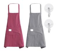 Set Grembiule Semplice Da 2 Pezzi, Ganci Da 2 Pezzi, Grembiule Tascabile, Grembiule Con Cinturino, Impermeabile, Usato Per Cucinare, Dipingere, Grembiule Senza Maniche Fatto A Mano (Rosa, Grigio)