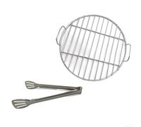 Set Griglia BBQ 33cm con Clip per Sicuro e Stabile Set Griglia(33cm) | Acciaio 38cm, clip anti-scivolo, cottura per sicura, evita cadute , per ideale per carne e pesce