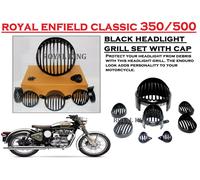 Set griglia faro nero "peak adatto per Royal Enfield Old Classic 350 e 500 cc