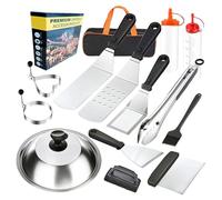 Set Griglia,Kit Utensili Barbecue in Acciaio Inossidabile Resistente | 14 Pezzi Acciaio Inox Portatile Resistente per Campeggio Giardino Cottura Carne Verdure Gamberi