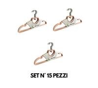 Set Grucce Appendiabiti Appendini Velluto Salvaspazio Antiscivolo CUORE Rosa