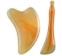 Set Gua Sha in resina, 2 strumenti per massaggi per la cura della pelle del viso e del corpo con bastoncino per digitopressione con raschietto bicolore