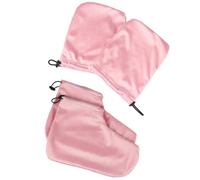 Set Guanti e Copriscarpe per Paraffina in Cotone Peluche Rosa 2 Paia