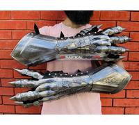Set Guanti Nazgul Medievali - Set Guanti Armatura Acciaio - Guanti Costume Gu...