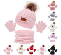Set Guanti Sciarpa Cappello 3 In 1 Cappello a Maglia Bambini Invernale Sciarpa Guanti Berretto In Maglia Ragazzi Berretto Sciarpa Beanie Cappello Scaldacollo Per Ragazzo E Ragazza Cappelli Bianco