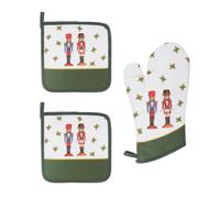 Set guanto e presine Schiaccianoci Natale bianco in cotone