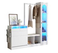Set guardaroba 6 in 1 con LED che cambia colore, scarpiera e tavolo da toeletta