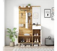 Set Guardaroba Con Specchio, Set Guardaroba Da Ingresso Con Asta Appendiabiti, Scarpiera E Scomparti, Guardaroba Compatto, Guardaroba Bianco, Guardaroba E Scarpiera Adatti Come Guardaroba Da Ingresso