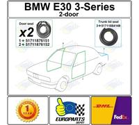 Set Guarnizione 3 Pezzi Porte & Baule BMW E30 1986 Coupé 2 Porte Nero
