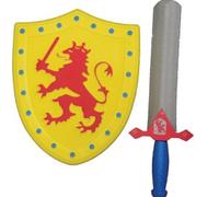 Set guerriero con spada morbida e scudo con leone stampato