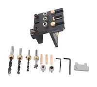 Set Guida per Spinatura 3-in-1, Kit Completo per Fori a Tasca in Legno, Alluminio Anodizzato, con Punte 6/8/10/15 mm, 108x100x93 mm