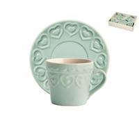 Set H&H new 4 Tazze Caffè Fairylove Acqua Marina Con Piattino Cc