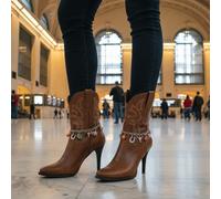 Set Handmade Di Ciondolo Per Scarpe Western A Bull Star Argento Catena