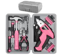 Set Hi-Spec 19pz cacciavite elettrico rosa 3.6V USB e kit attrezzi fai-da-te. Cacciavite senza fili ricaricabile e set compatto di attrezzi manuali