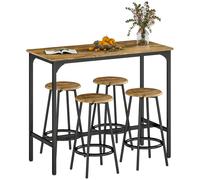 Set HOMCOM tavolo bistro da caffè con 4 sgabelli da bar, set tavolo alto da cucina e sgabello, con poggiapiedi, stile moderno