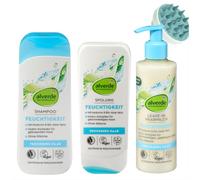 Set idratante per la cura dei capelli, aloe vera e ialuronico, shampoo + balsamo + latte per capelli e spazzola per cuoio capelluto