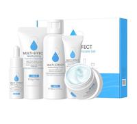 Set idratante per la cura della pelle per ragazze e donne, set da viaggio per la cura della pelle, 5 pezzi, kit di routine per la cura della pelle, riduce le rughe, include detergente, tonico, siero,