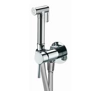 Set Idroscopino Wc Bidet Ottone con Rubinetto e Flessibile 120 cm Cromo e Nero