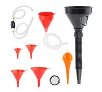 Set Imbuti per Auto - Beccuccio Flessibile Angolo Filtro | Collo Lungo Plastica | Riempimento Benzina, Liquido Raffreddamento & Olio Motore, Kit 8 Pezzi e Pompa a Sifone Manuale più Becco Staccabile