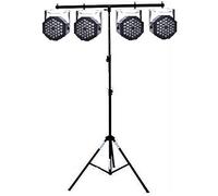Set impianto luci led di effetti discoteca teatro dj deejay 4 PAR 18 LED RGB DMX + STATIVO LUCI A T ELEVATORE