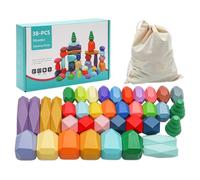 Set impilabili in legno, pietre impilabili in legno di equilibrio | Set di blocchi di bilanciamento della costruzione di classificazione del legno per bambini | Blocchi di costruzione