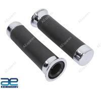 Set Impugnature Grip In Gomma Morbida Nera Cromate Per Vespa PX PE LML Disc