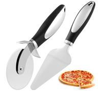 Set in Acciaio Inox con Rotella Tagliapizza e Pala per Pizza - Rotella per Pizza Affilata con Impugnatura Ergonomica, Utensile da Cucina Versatile per Tagliare Pizza, Formaggio e Impasto