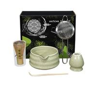 Set in ceramica - 5 pezzi professionale frusta, strumenti tradizionali giapponesi per cerimonia del tè | regalo per la casa e l'ufficio per amanti, novizi, familiari, amici