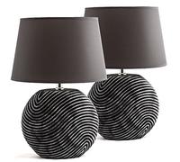 Set in due BRUBAKER Lampada da tavolo in ceramica anthracite, paralume anthracite - Altezza 38 cm