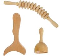 Set in Legno per Maderoterapia Corpo con Rullo Curvo e Gua Sha