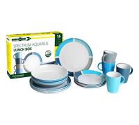 SET IN MELAMINA MODELLO SPECTRUM, COLORE BLU E TURCHESE 16 PEZZI CON ANTISLIP