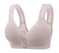 Set in pile braccio per donne anziane, chiusura frontale Bra No Underwire Front Opening Bra with Snaps Breathable Cotton Braccio Set Pa Costoso, grigio, 44B