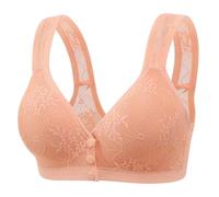 Set in pile braccio per donne anziane, chiusura frontale Bra No Underwire Front Opening Bra with Snaps Breathable Cotton Braccio Set Pa Costoso, rosso, 38B