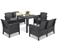 Set in rattan con tavolo Venezia Dallas Comida 6 antracite Bica