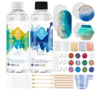 Set in resina epossidica per principianti 474ml/16oz resina da colata cristallina con Forma sottobicchiere per creazione di gioielli artigianali con 3 lamine d'oro, 12 glitter, misurini e altro