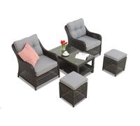 Set in technorattan antracite Toledo Terrace con pouf Garden Point