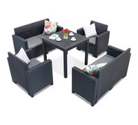 Set in technorattan con tavolo Dallas Nebraska Comida 6 antracite Bica