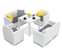 Set in technorattan con tavolo Dallas Nebraska Comida 6 bianco Bica
