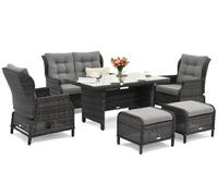 Set in technorattan Malaga Apetito 4 antracite con pouf Garden Point